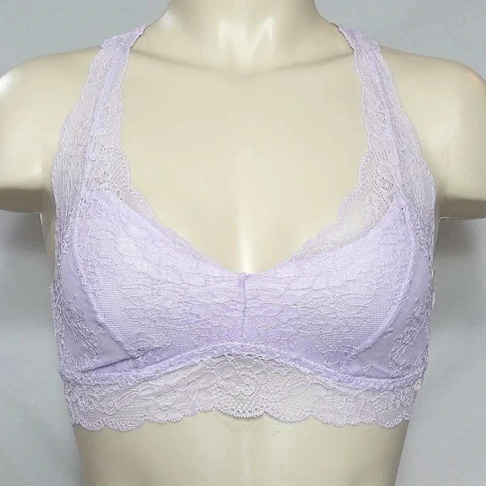 XS‎ X-SMALL Gilligan Lace Pullover Racerback Bralet Violet NWT